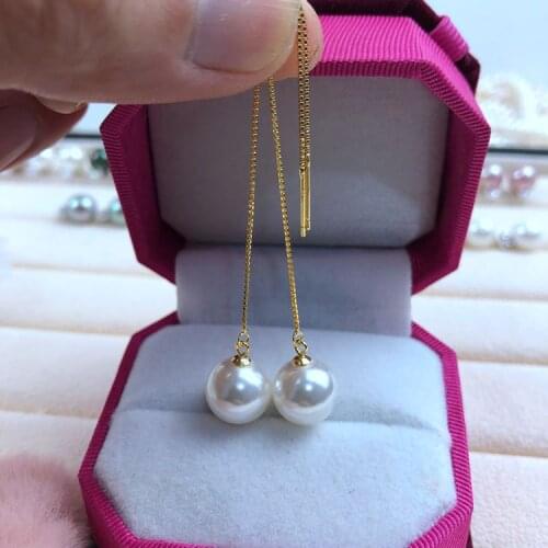 925 Silver 10mm-12mm Wholesale Imitation Pearl Earrings Shell Pearl Earrings Silver and Gold Color Nice Party Gift, 10 pairs/lot