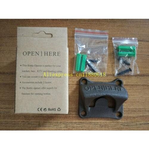 100pcs/lot Fast Shipping 4 hole style Metal Wall Mount Bar Beer Soda Glass Cap Bottle Opener Kitchen Tool With free 4 screws