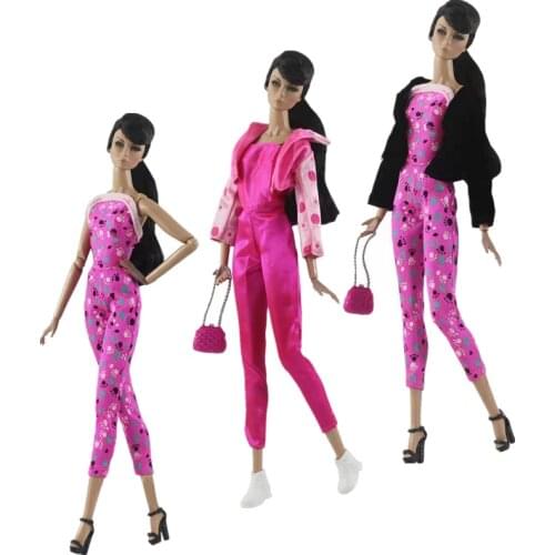 11.5" Pretty Pink Jumpsuit Doll Clothes for Barbie Clothes Set Outfits Coat Handbag Casual Wears 1/6 BJD Dolls Accessories Toys