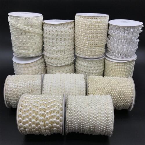 4mm-16mm 2yards Imitation Pearl Beads Chain Garland Flowers Acrylic Beads For Wedding Decoration DIY Jewelry Accessories