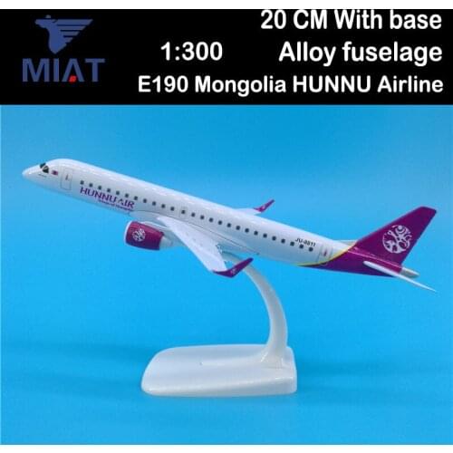 20CM 1:300 Scale E190 Model Mongolia HUNNU Air Airline Airways W Base Alloy Aircraft Plane Collect Display Airliner Toy Aviation