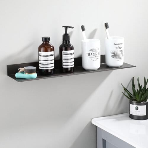 30/40/50CM Space Aluminum Bathroom Rectangular Shelf Wall Mounted Kitchen Condiment Organizer Black/White