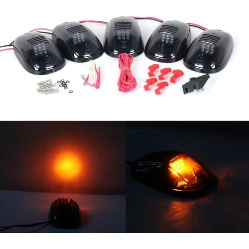 5Pcs/set 12 LED Black Smoked Lens Cab Roof Top Marker Running Light LED For Ford Truck SUV Pickup Fog Lamp Assembly