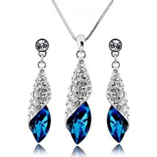 Free Shipping Hotselling Wholesale GP gold Austrian Crystal Sunshine Drop fashion Jewelry Sets Necklace Earring