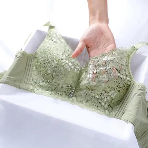 Women Minimizer Bra Wireless Push Up Thin Cup Big Chest Lingerie Fat MM Underwear 3136b