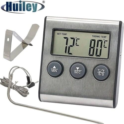 Digital Cooking Thermometer Timer LCD Kitchen BBQ MEat Food Cooking Household Probe Water Milk Temperature Oven Grill Tools