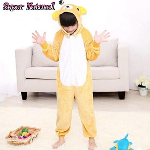 Kid Winter Cartoon Warm Flannel Rilakkuma Kigu Onesie Cosplay Costume Animal Pajamas Homewear For Party Kigu