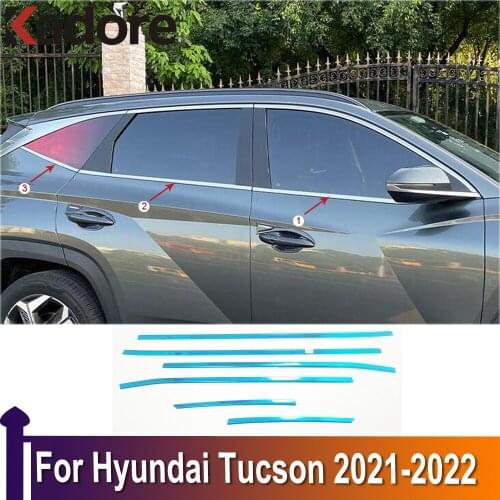 For Hyundai Tucson 2021 2022 Stainless Steel Car Bottom Window Trim Frame Moulding Cover Sticker Exterior Accessories