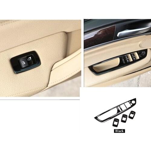 4pcs Glossy Black Silver ABS Plastic For BMW X5 E70 X6 E71 2008-2013 Car Interior Window Lift Butoon Frame Trim Left Hand Drive