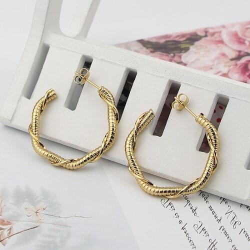 Hot Selling Fashion Jewelry New Stainless Steel Twisted Wire Earrings For Womens Favorite Party Gifts Wholesale