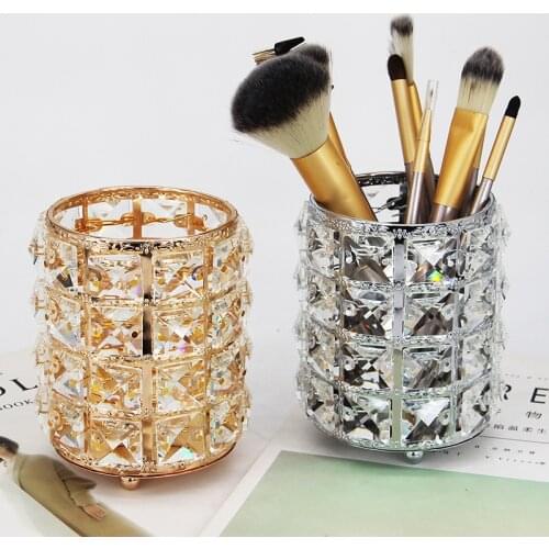 Crystal pen holder makeup brush storage bucket eyebrow pencil nail comb finishing cosmetic storage box gift basket