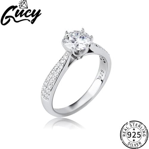 GUCY New Arrival 1 Carats Moissanite Diamond Fashion Lovers Ring 925 Sterling Silver Fine Wedding Jewelry