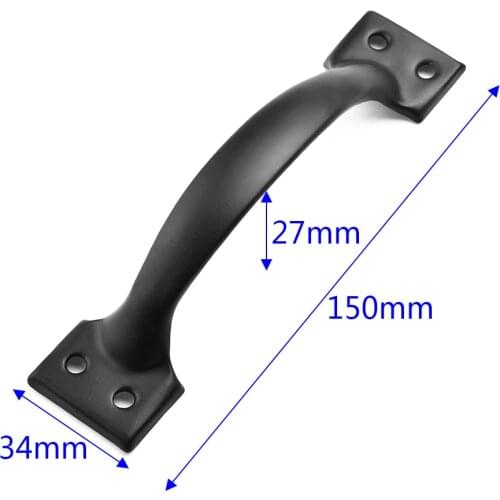 Hardware Iron Art Pull Garage Gate Door Handle Black Cast Iron Furniture Hardware Home Shed Garage For Sliding Barn Door Pull
