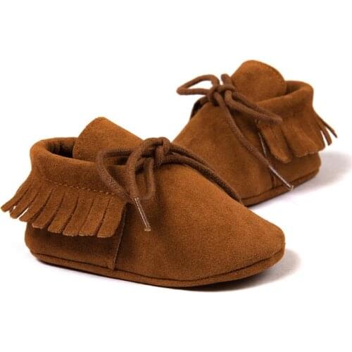 Baby Boy Girl Moccasins Moccs Shoes First Walkers Bebe Fringe Soft Soled Non-slip Footwear Crib Shoes PU Suede Leather Newborn