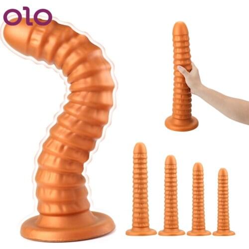 OLO Soft Dildos Sexshop Prostate Massage Huge Butt plug Sex Toys for Woman With Strong Sucker Super Long Anal Beads