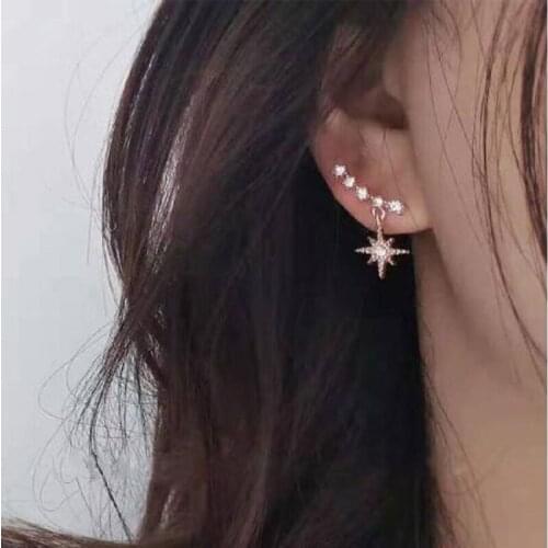 2020 New Fashion Womens Earrings delicate crystal Star temperament Drop earrings Women Korean Classic style Jewelry gifts