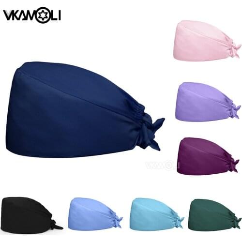 Solid color Cotton scrubs caps gorro enfermera Nursing Unisex adjustable size hat wholesale Unisex gorro enfermera 10 colors