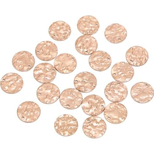 20pcs/lot Rose gold Stainless Steel Hammered Disc Charms 8/10/12mm Round Blank Coin Pendents Connectors For DIY Jewelry Making