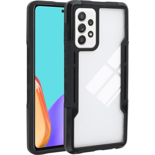 Shockproof Armor Case For Samsung Galaxy A52 Soft TPU Silicone Bumper Transparent Acrylic Hard PC Protective Back Cover Fundas