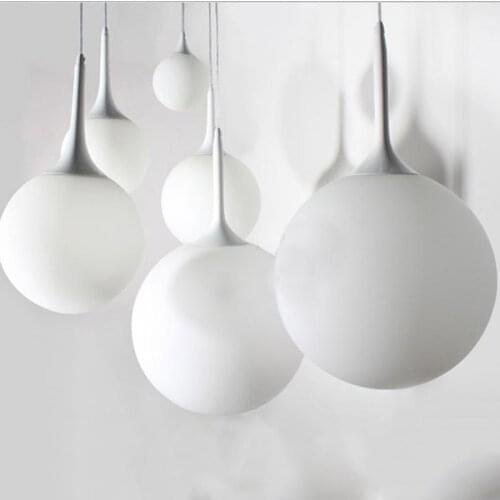 Nordic Hanging Lamp Modern Loft Milk White Glass Ball Pendant Light LED For Living Room Restaurant Lobby Office Pendant Lamp