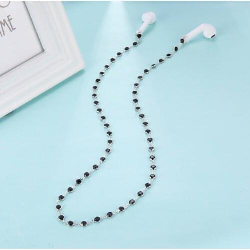 Skyrim Women Crystal Beaded Anti-Lost Chains for AirPods Wireless Earphone Chain Necklace Accessories Jewelry Wholesale 2021