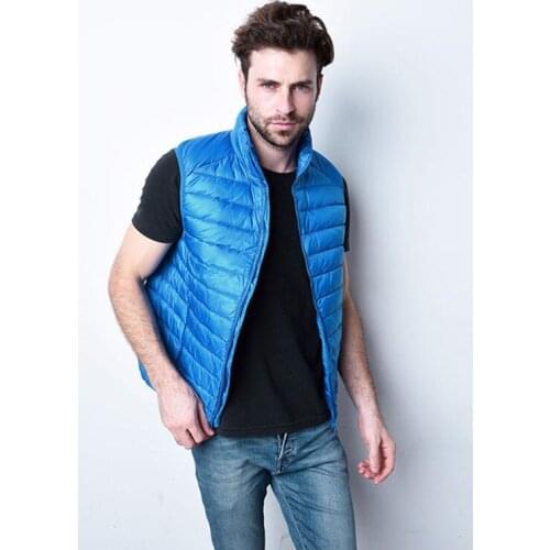Outdoor original brand winter duck down vest men Portable ultralight Sleeveless autumn stand Collar Warm solid color waistcoat