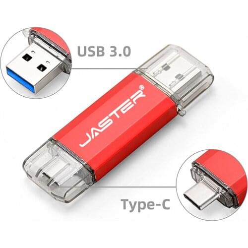 JASTER Customer LOGO Type-C 3.0 Usb Flash Drives 3.0 64GB Metal Custom Pen 32GB Memory 16GB For Phones Micro Stick