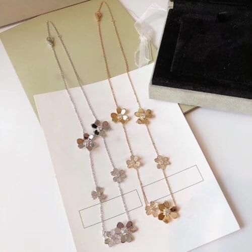 YPAY8 Hot Brand Pure 925 Sterling Silver Jewelry For women Square Zircon Wedding Silver Jewelry Happy Pendant Rose Gold Necklace