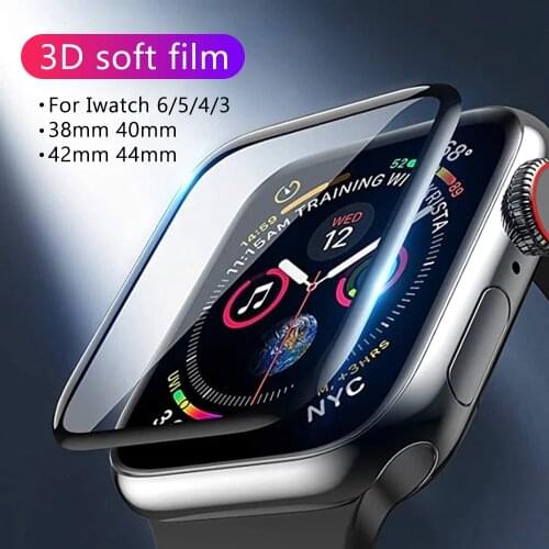 3D Waterproof Full Screen Protector For Apple Watch 6 SE 5 4 40mm 44mm Not Tempered Soft glass For iwatch Series 4/5/6 38mm 42m