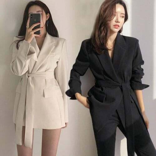 2019 new fashion Slim womens long jacket suit high quality Korean version of autumn solid color ladies blazer high quality