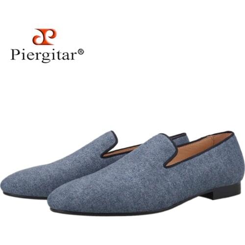 Winter Wear Grey Blue Color Cotton Men Loafers For Banquet And Prom Handmade Smoking Slippers Plus Size Moccasin Item No.139845