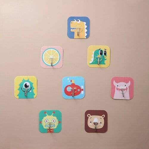 1pc Cartoon Viscose Wall Mounted Hooks Seamless Wall Hanging Strong Load Hook Free Punching Hook Bathroom Kitchen Accessories