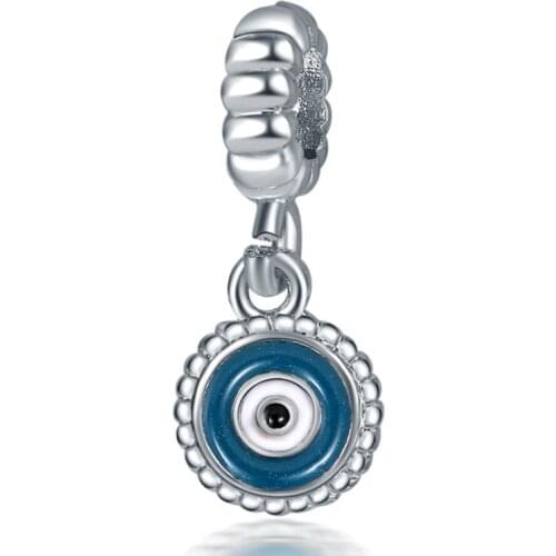 1Pcs New Cute Blue Eyes Pendant DIY Beads Suitable for Original Pandora Charm Bracelet Ladies Jewelry Making Gifts
