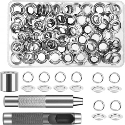 120 Sets 12mm Grommet Eyelets Kit Include Grommets Eyelets and Grommet Setting Tool with Storage Box For DIY Sewing
