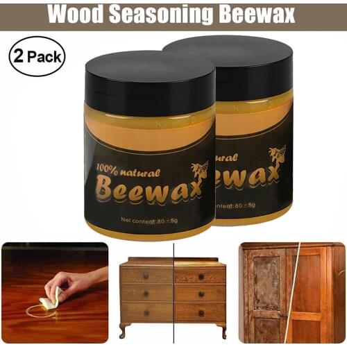 2pcs Organic Natural Pure Wax Wood Seasoning Beewax Complete Solution Furniture Care Beeswax Home Cleaning Polishing Waterproof