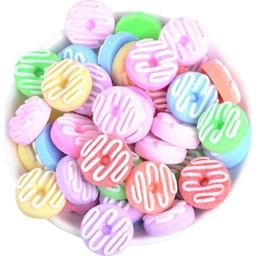 20Pcs Resin Frosted donut Scrapbooking Decorations Cute Diy Phone Shell Decor Girls Hairpin Earrings Kids Food Toys Accessories