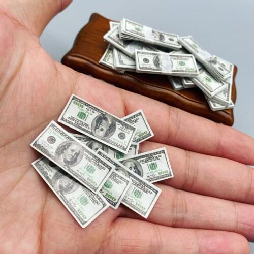 3*1.25*0.15 Cm Dollhouse Oocket 60 sheets Dollar Bills For 1/6 1/12 BJD Accessories Doll House Food Play