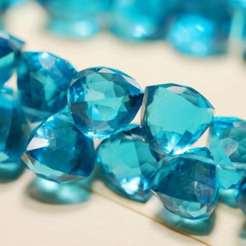 5pieces blue quartz triangle faceted wholesale for DIY jewelry necklace 7-8mm