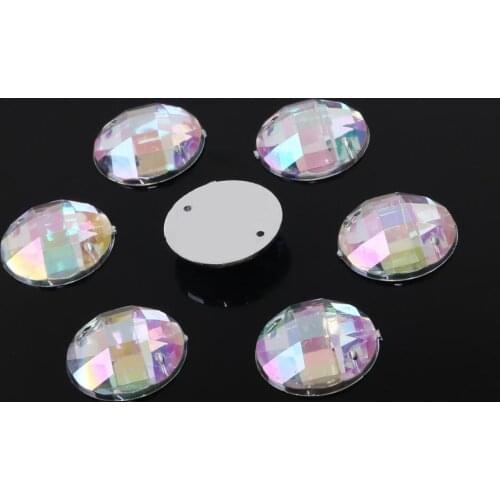 8-20MM Shine Acrylic Round Rhinestone Flat-back White Clear Double Hole Garment Beads for Handmade Clothing Sewing Accessories