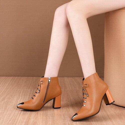 High Heels Boots Autumn Winter Shoes Woman Sexy Shoe Ankle Boots Women Fashion Comfortable Shoes Women Pointed Toe Boots Heels