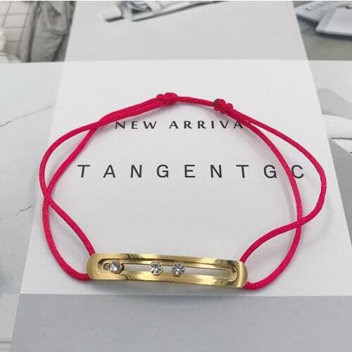 Vanifin Simple stainless steel two circle crossed Bracelet woven with different color rope style hand make unisex jewelry