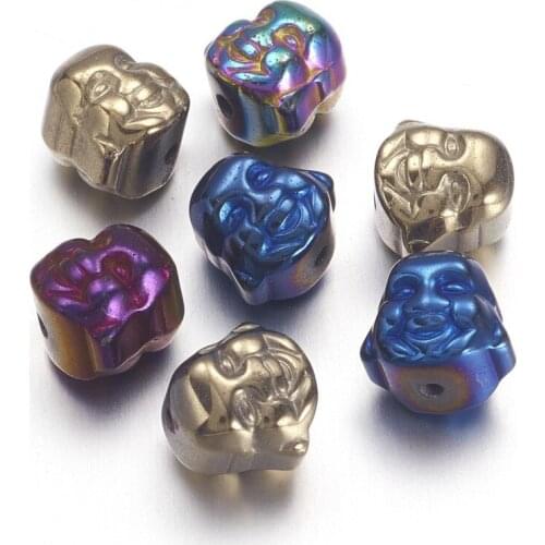 10pcs Mixed Color Electroplate Non-magnetic Synthetic Hematite Buddha Beads Strands for Bracelet jewelry making 8x8x7mm F70