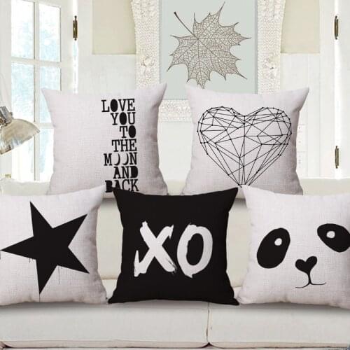 Black White Decorative Pillows Geometic Throw Pillows Stripe Cushion Cover Home Decor World Map linen Pillow For Sofa 45x45cm