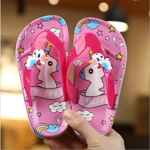 Kids Slippers 2021 New Summer Unicorn For Boys Baby Girls Slipper Pvc Soft Beach Shoes chilrens Rainbow Casual Flip Flops