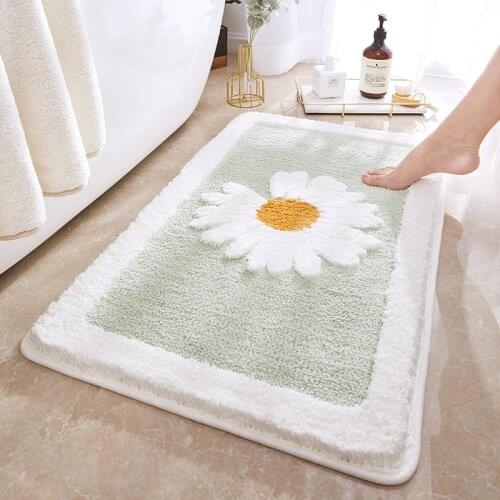 Home Bath Mat Non-slip Bathroom Entrance Mat Soft Non-Slip Absorbent Creativity Daisy Doormat Living Room Toilet Floor Rug Decor