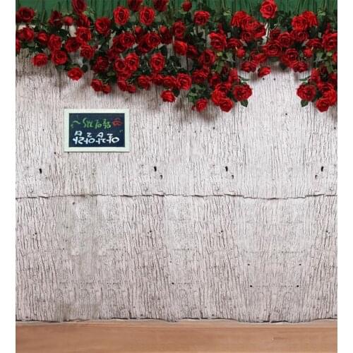 Red Rose White Wall Wedding Photography Background Backdrops for Photo Studio Wood Floor Background Wedding Photo Props