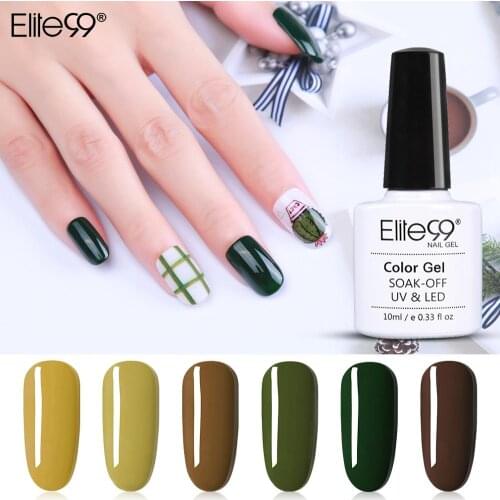 Elite99 10ml Avocado Green Gel Nail Polish For Nails Manicure Semi Permanent Varnish Base and Top Coat for Gel Polish UV Lacquer