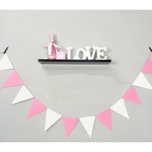 4M 12flags Pink Fabric Bunting Personality Baby Show Wedding Birthday Party Decoration Baby Shower Customize Garden Room Garland