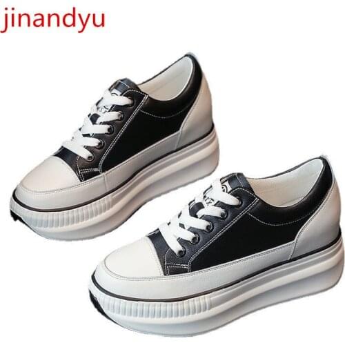 Genuine Leather Casual Wedges Shoes for Women Chunky Sneakers Casuales Platform Shoes Women Heels Height Increase Shoes Hot Sale