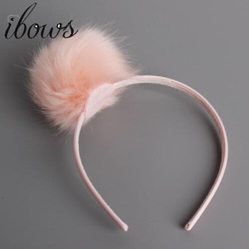 Sweet Girls Beautiful Hairband Headpieces Plush Ball Big Pom Head Band Hair Accessories Hair Hoop Tiara for Children